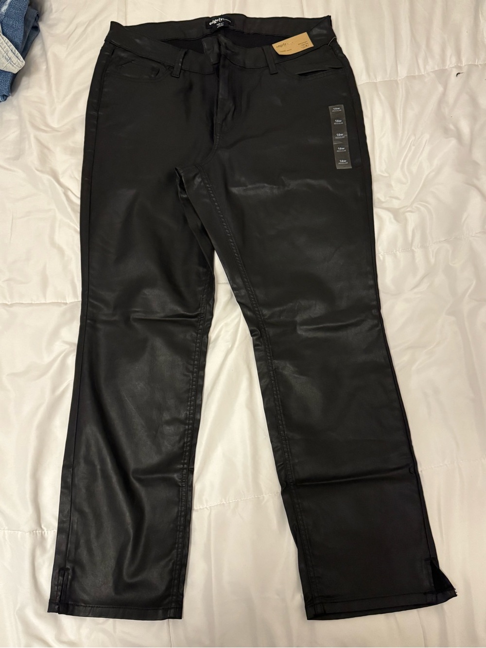 Maurices Women’s Straight Leg Faux Leather Jeans - Black 16W